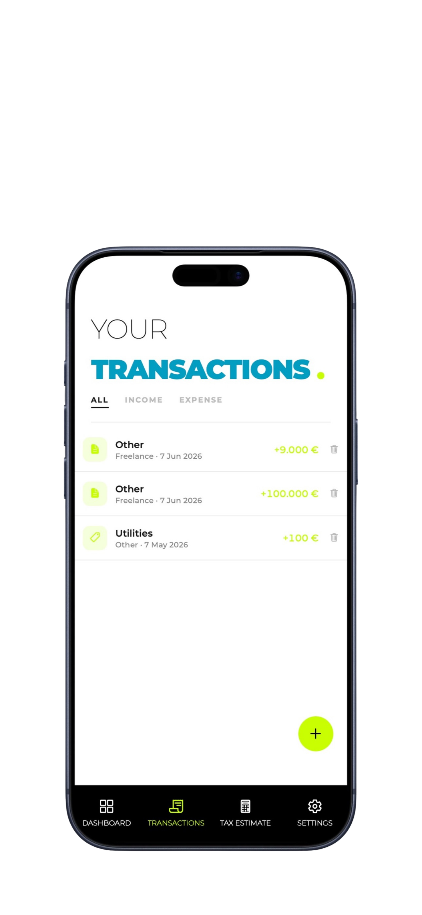 Transactions list view
